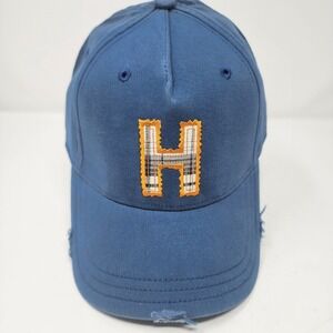 HYP Baseball‎ Cap 56cm Distressed Plaid H Twill A-Flex Fitted Blue